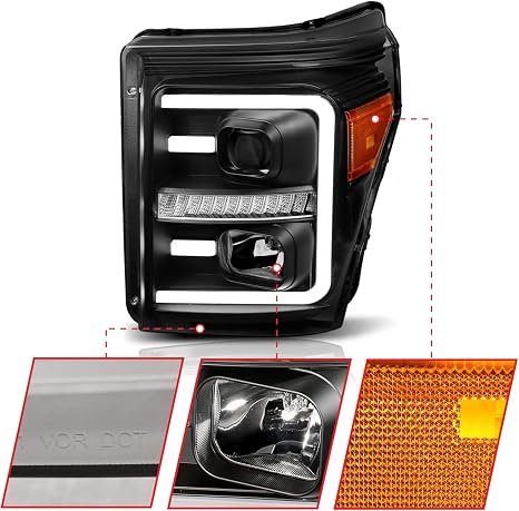 ANZO USA FORD SUPER DUTY 11-16 PROJECTOR PLANK STYLE SWITCHBACK HEADLIGHTS - Image 3